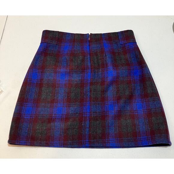 41 Hawthorne A-Line Wool Plaid School Girl Mini Skirt Gray Blue Red Size S - Picture 2 of 8